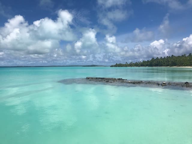Tropical lagoon with clear blue water