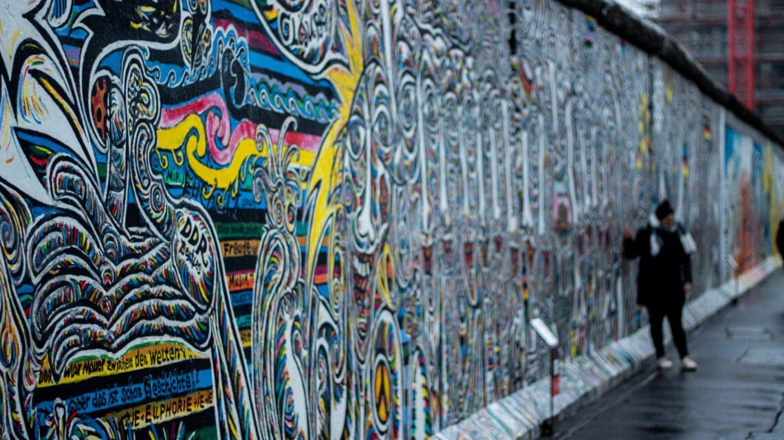 Wall of bright graffiti