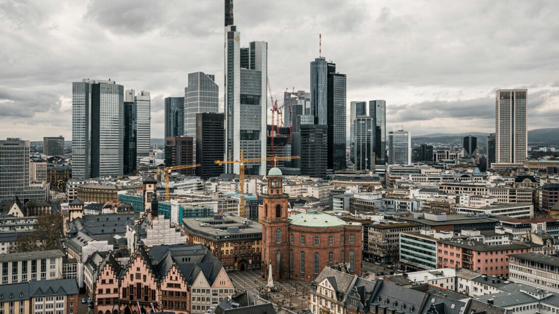 city skyline that blends modern skyscrapers and old town architecture